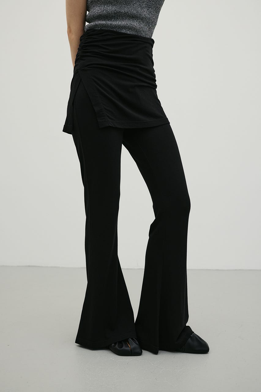 レイヤードカットフレアパンツ BLK M