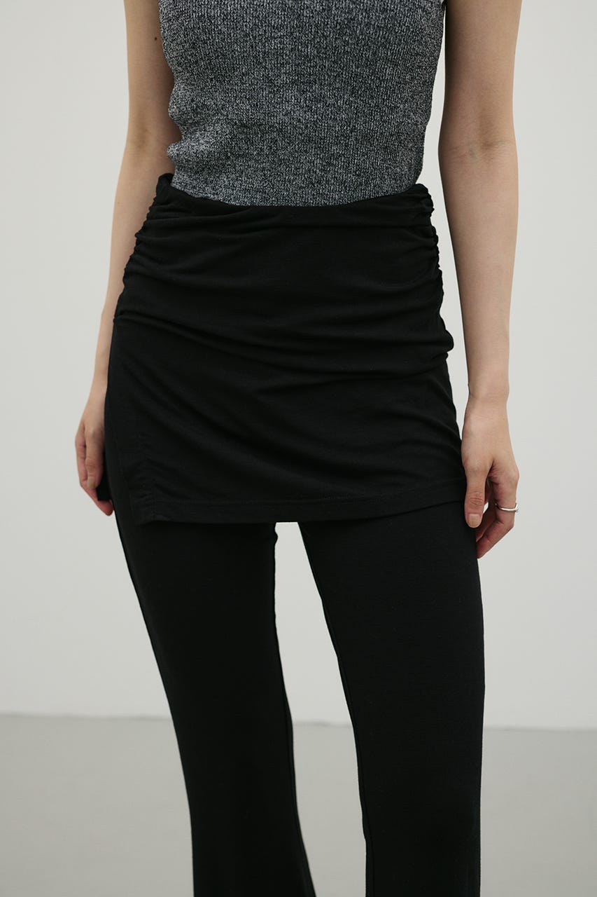 レイヤードカットフレアパンツ BLK M