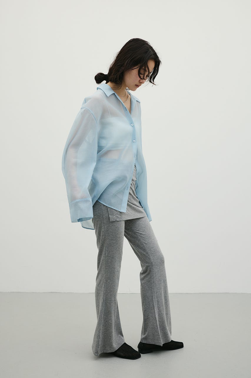 レイヤードカットフレアパンツ GRY M
