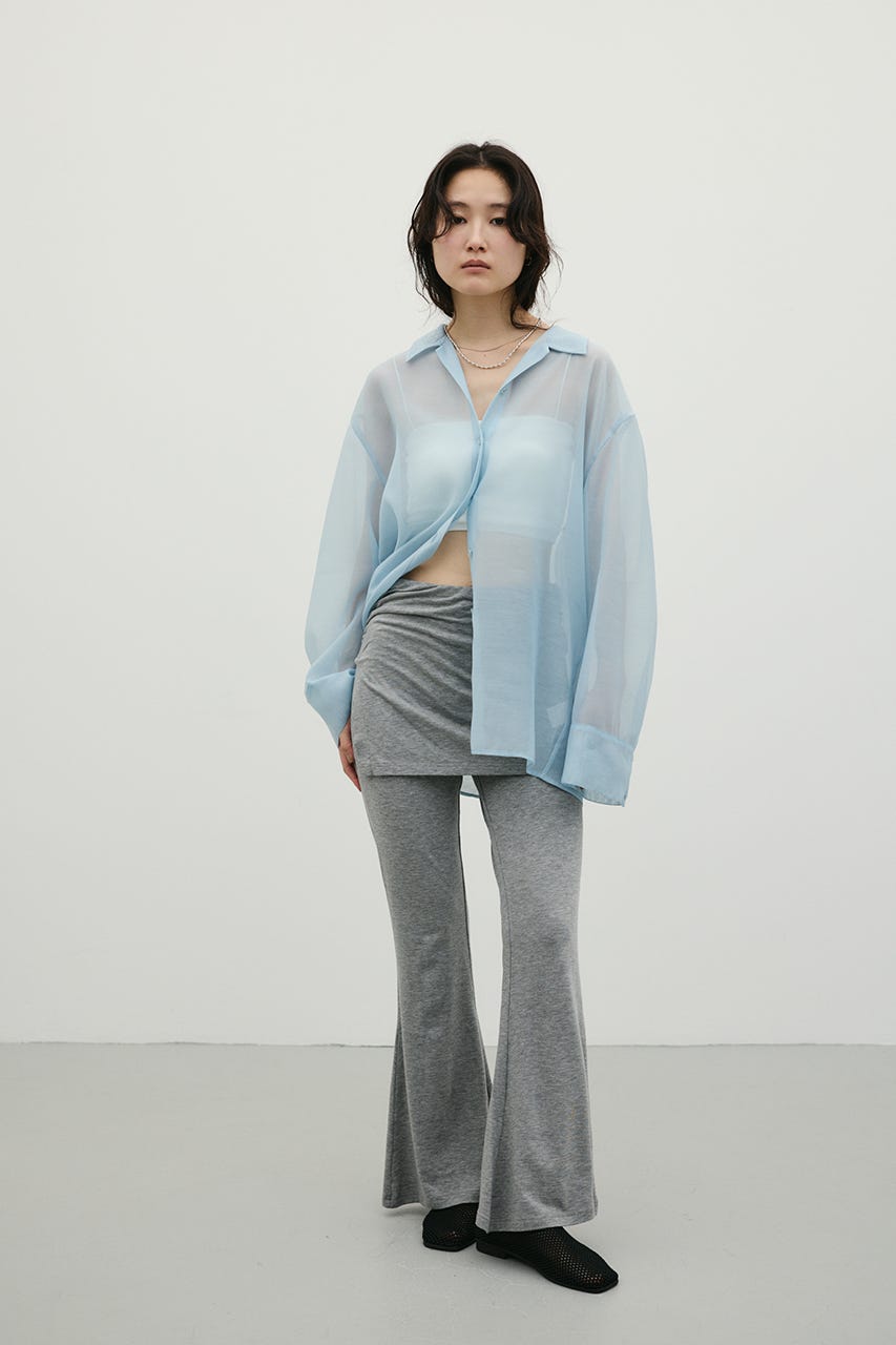 レイヤードカットフレアパンツ GRY M