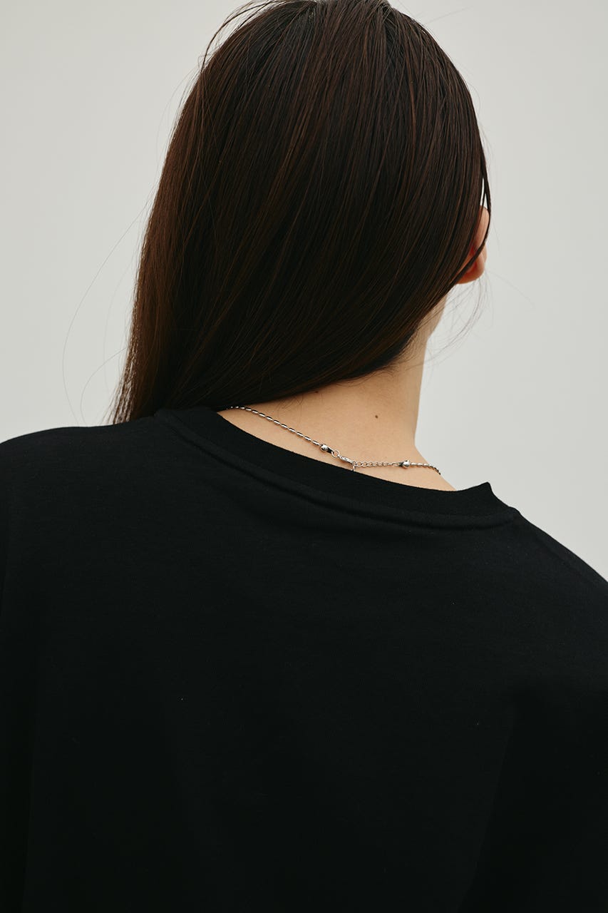 フロッキープリントフラワーT BLK FREE