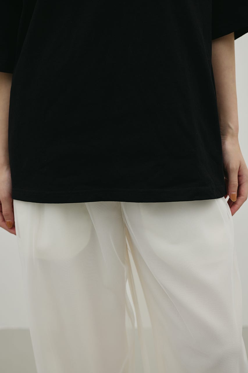 フロッキープリントフラワーT BLK FREE