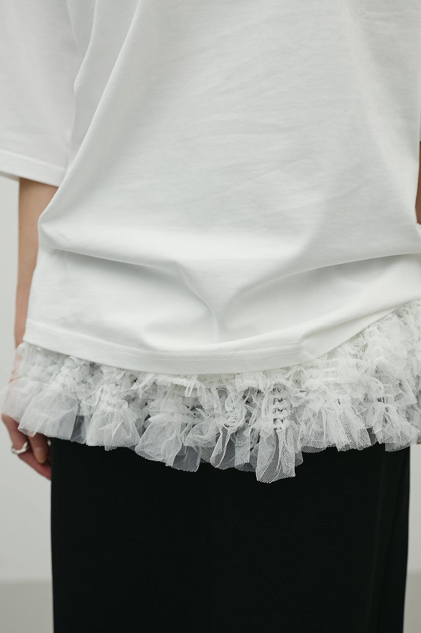 フロッキープリントフラワーT WHT FREE