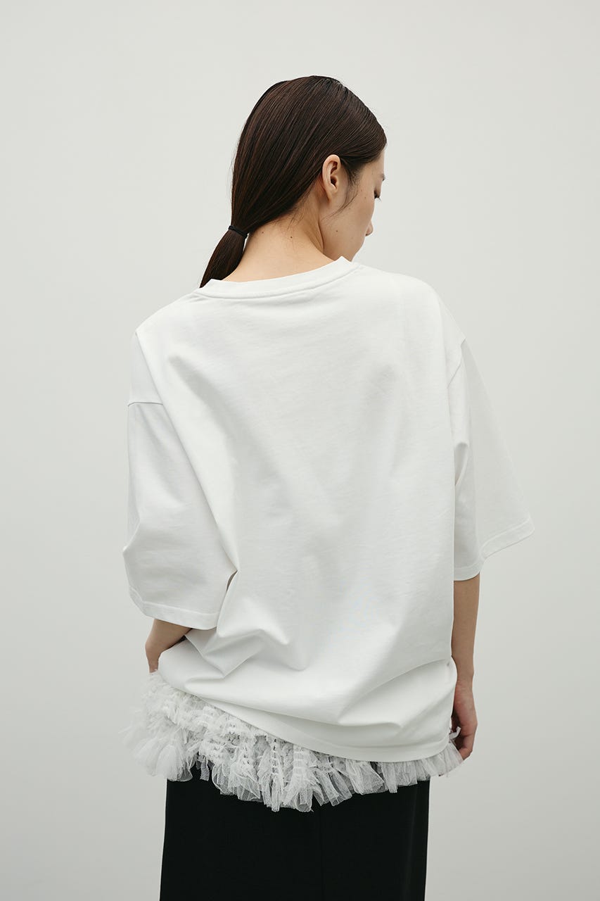 フロッキープリントフラワーT WHT FREE