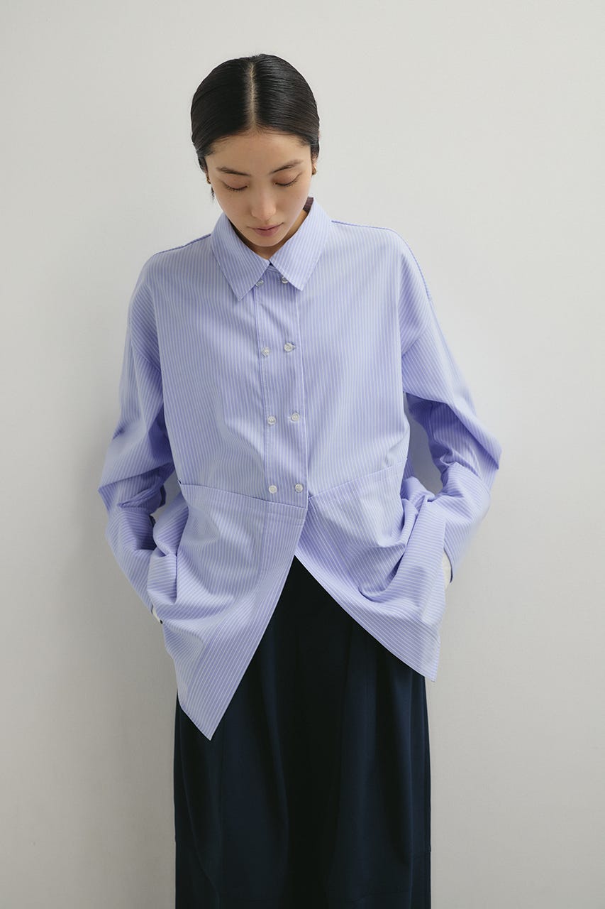 カッティングレイヤードカフスシャツ 柄BLU FREE