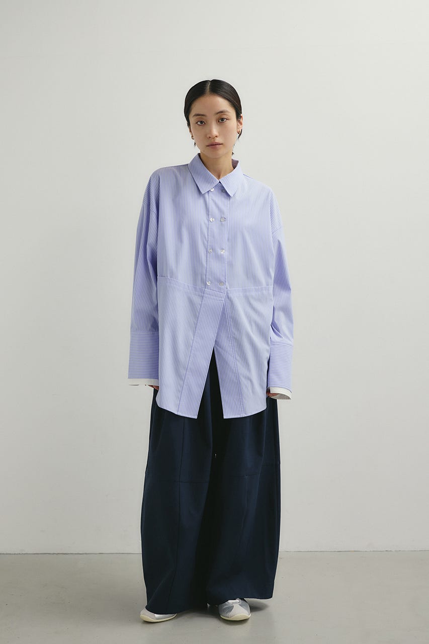 カッティングレイヤードカフスシャツ 柄BLU FREE