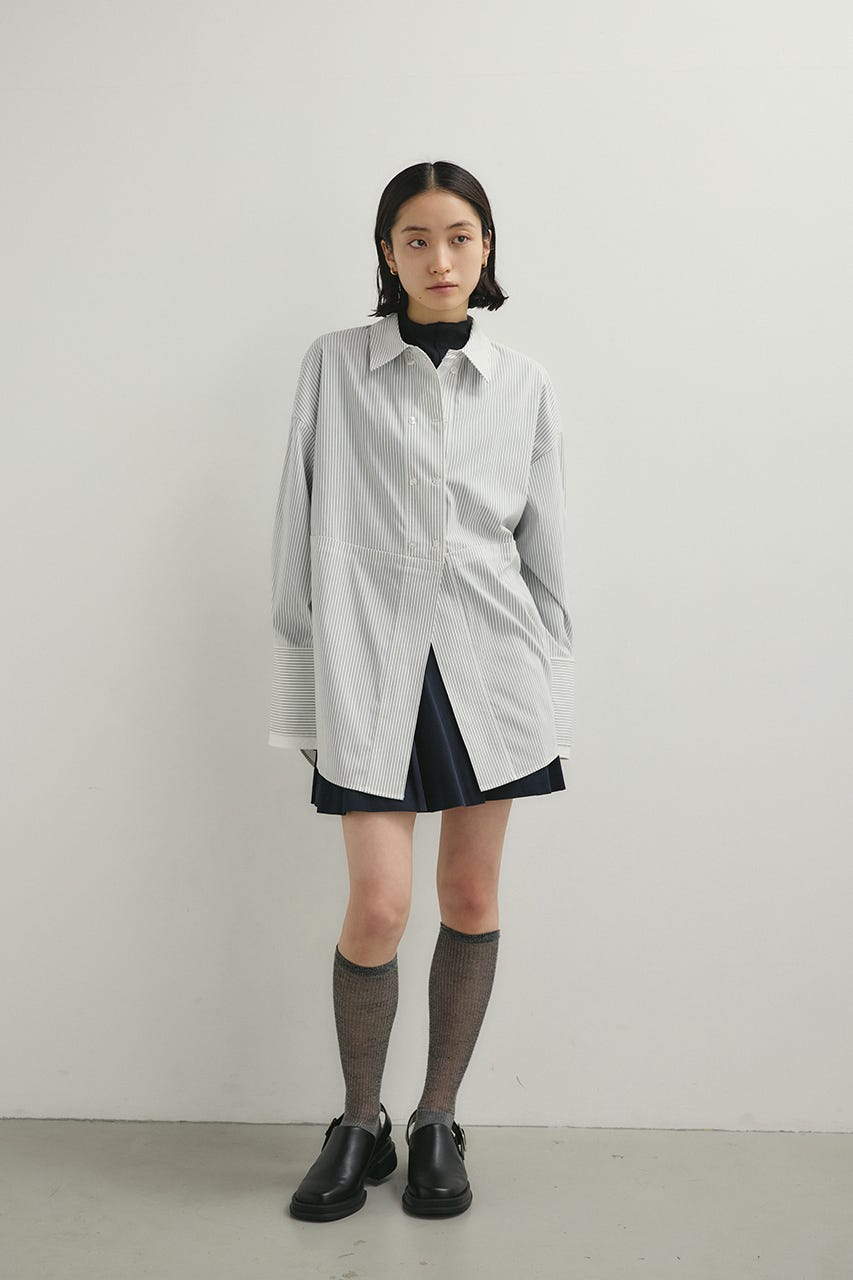 カッティングレイヤードカフスシャツ 柄WHT FREE