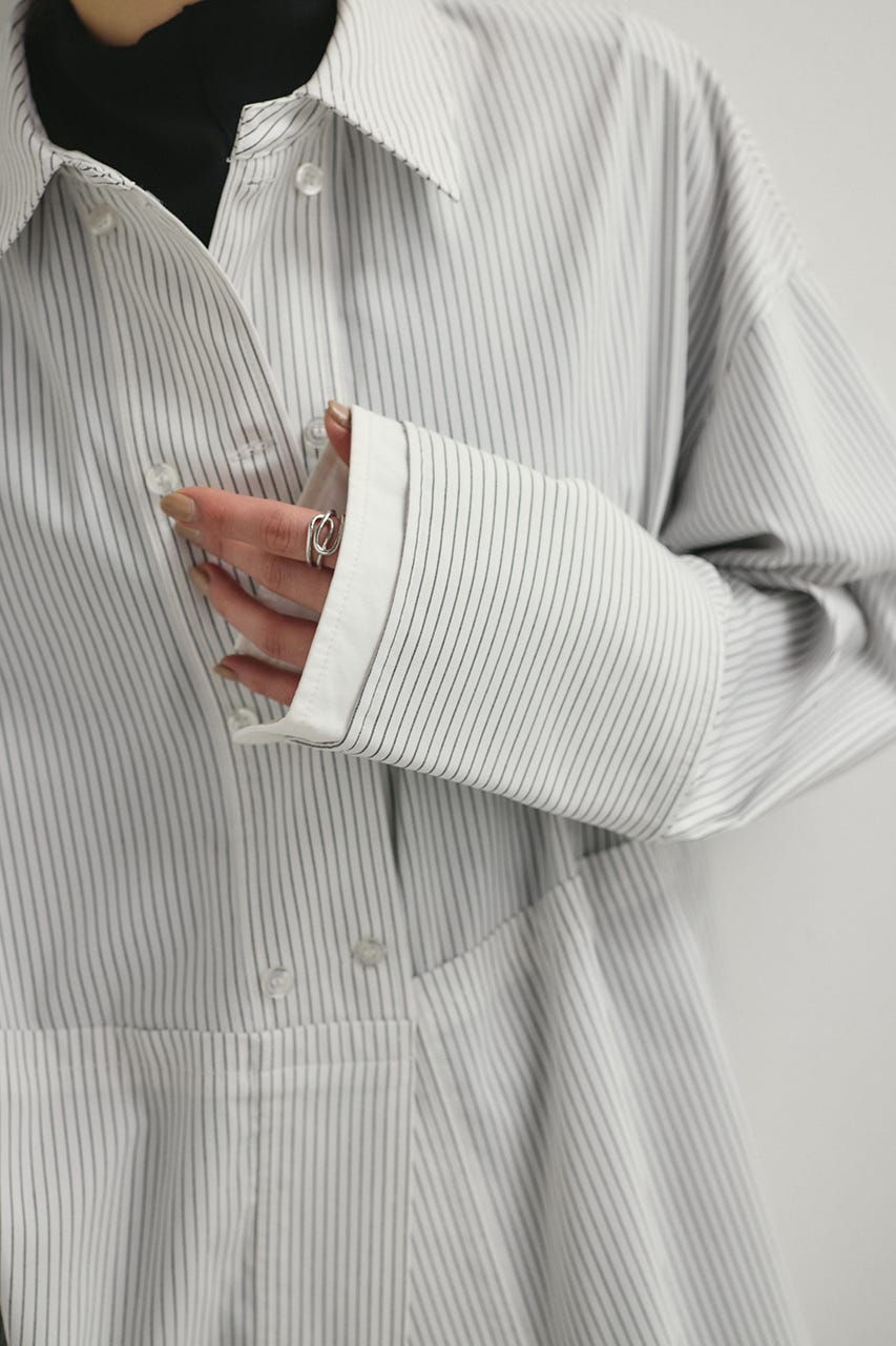 カッティングレイヤードカフスシャツ 柄WHT FREE