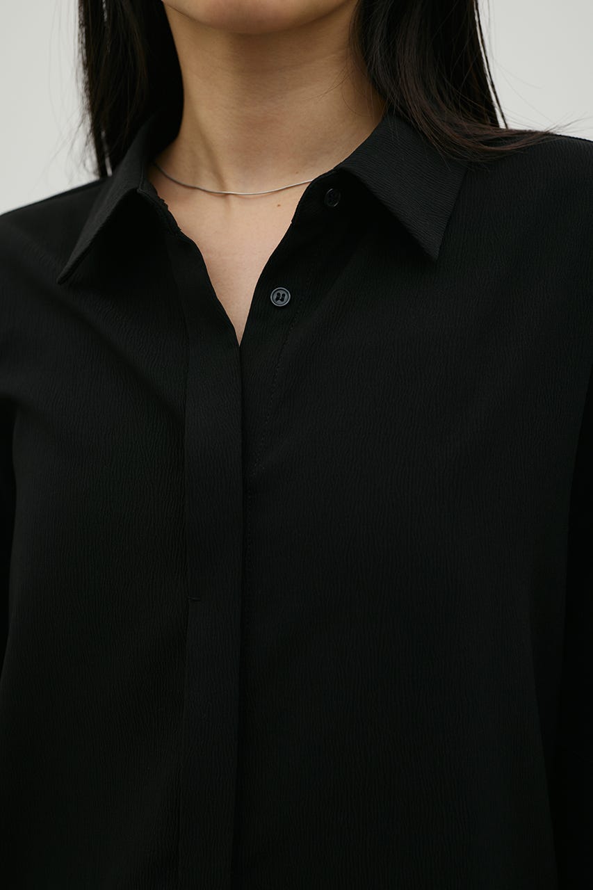 ニュアンスギャザースリーブシャツ BLK FREE