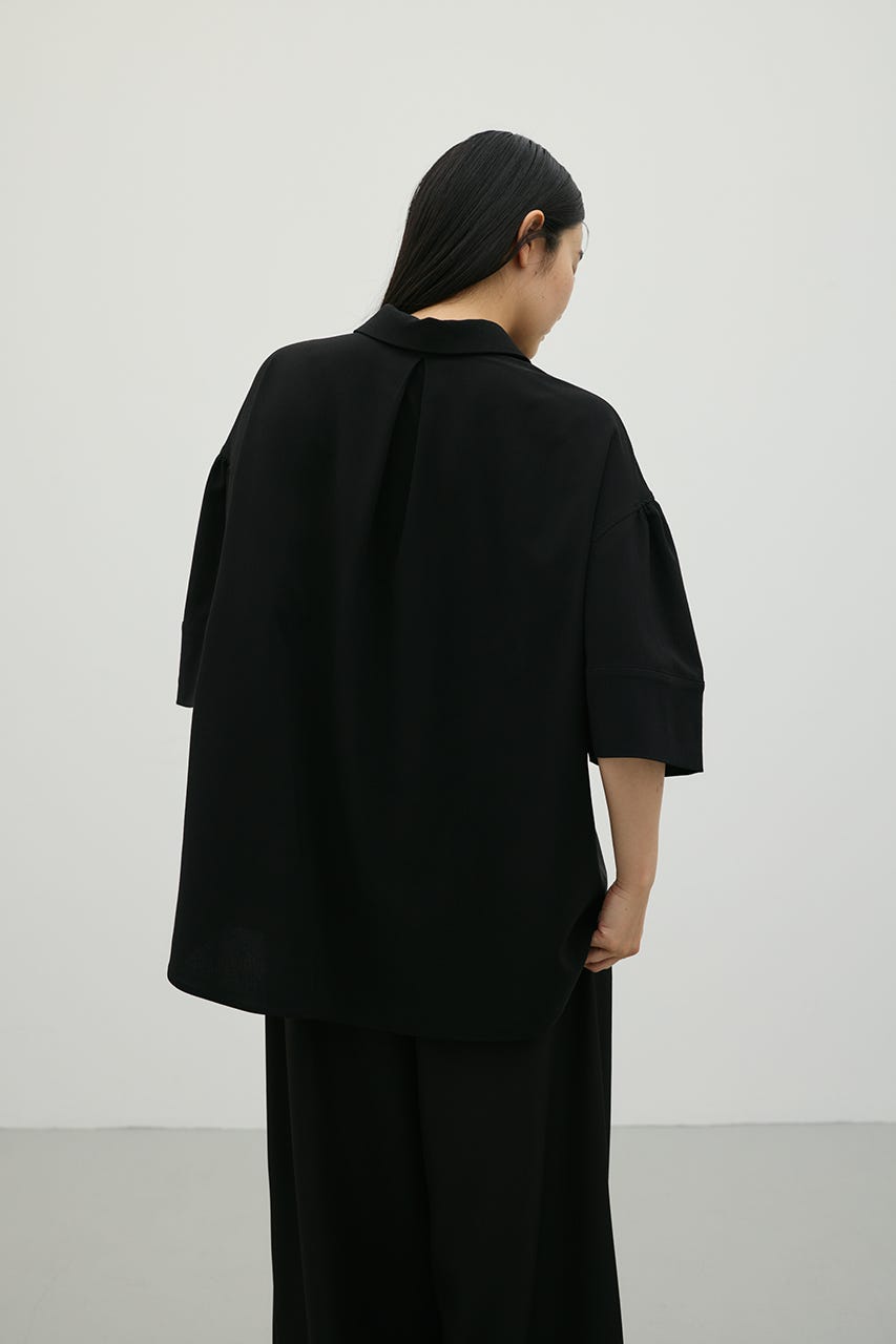 ニュアンスギャザースリーブシャツ BLK FREE