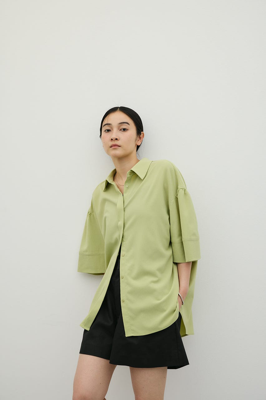 ニュアンスギャザースリーブシャツ GRN FREE