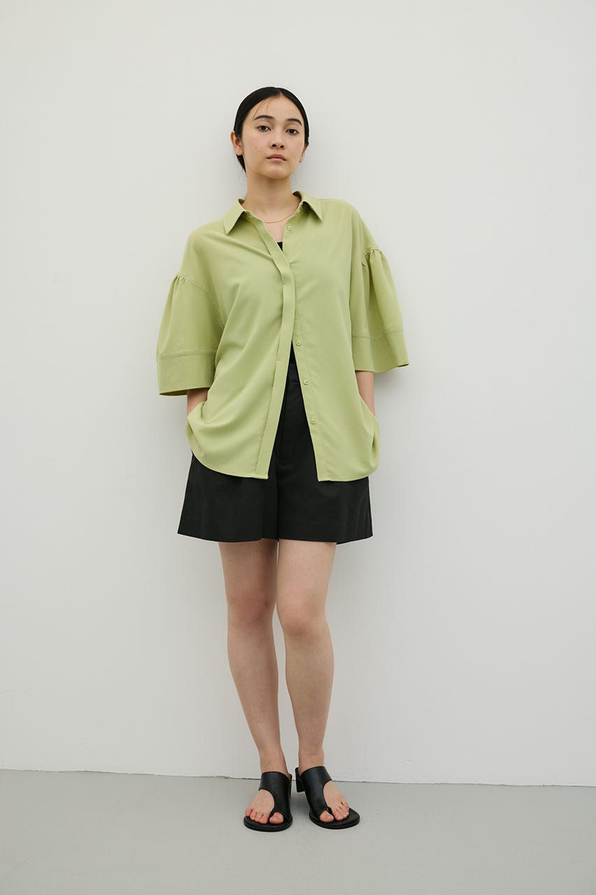 ニュアンスギャザースリーブシャツ GRN FREE