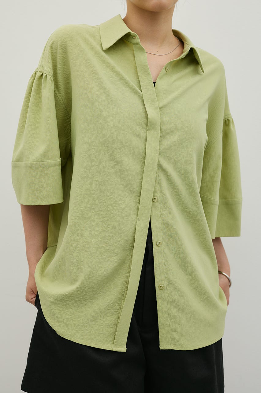 ニュアンスギャザースリーブシャツ GRN FREE