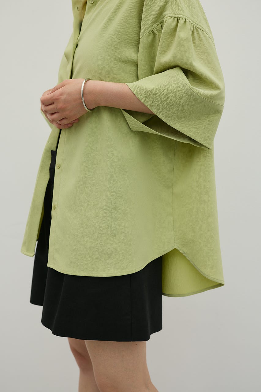 ニュアンスギャザースリーブシャツ GRN FREE