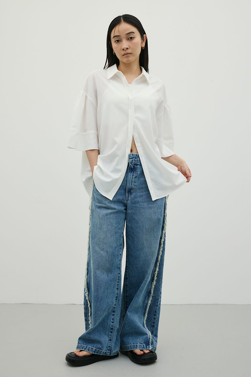 ニュアンスギャザースリーブシャツ WHT FREE