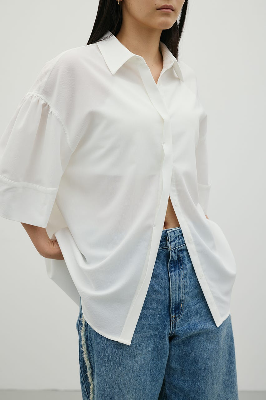 ニュアンスギャザースリーブシャツ WHT FREE