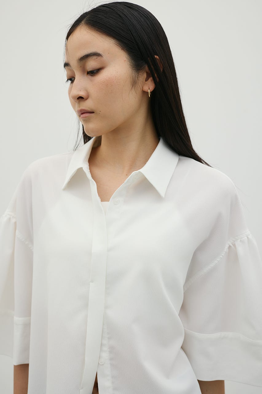 ニュアンスギャザースリーブシャツ WHT FREE