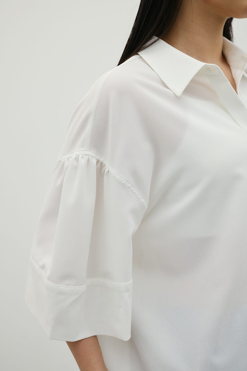 ニュアンスギャザースリーブシャツ WHT FREE