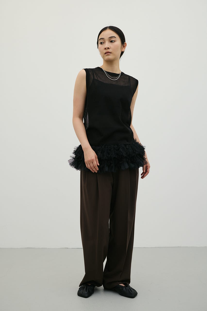 チュールレイヤードキャミソール BLK FREE