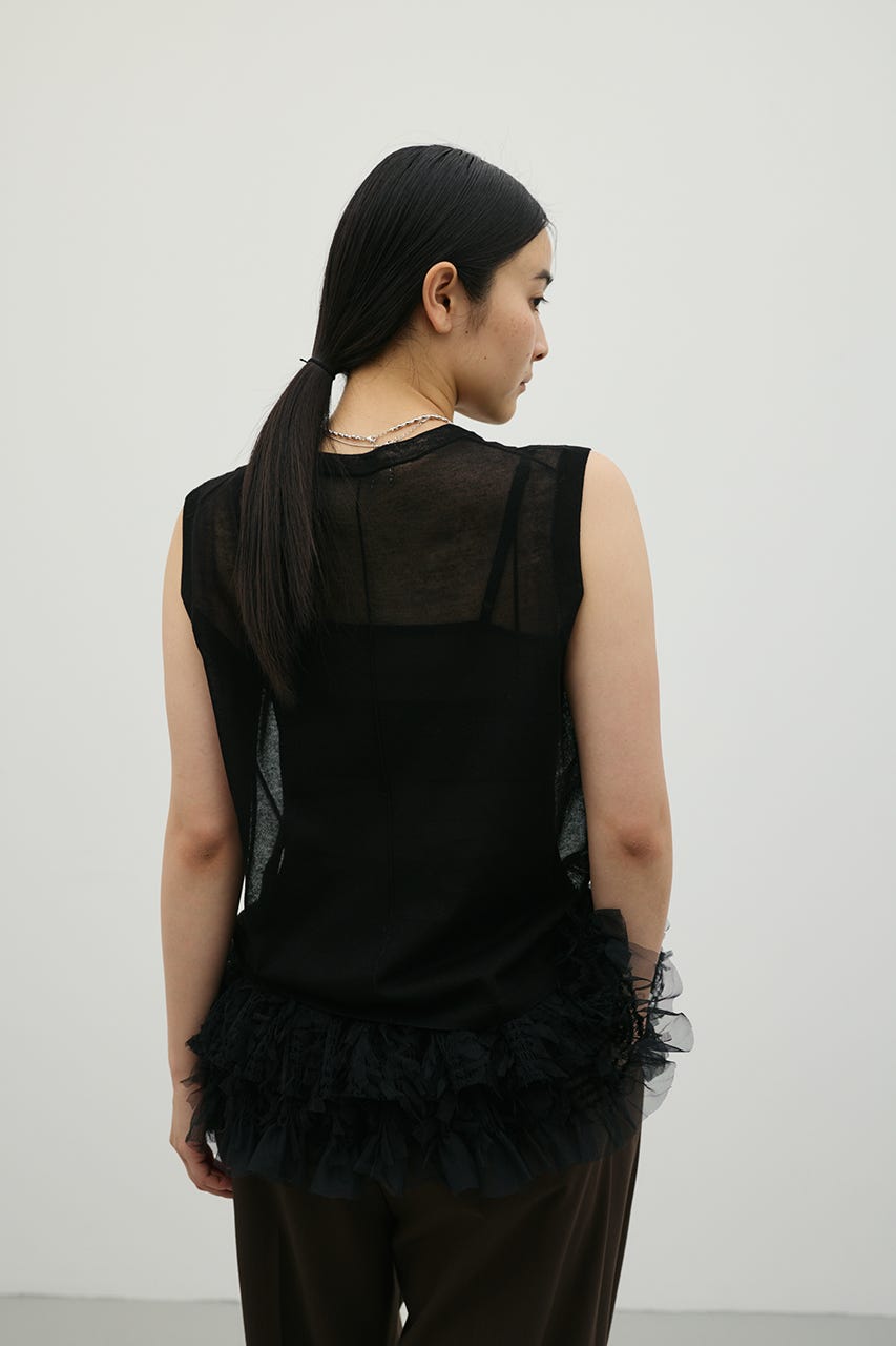 チュールレイヤードキャミソール BLK FREE