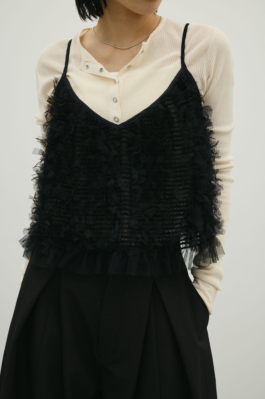 チュールフリルキャミ BLK FREE