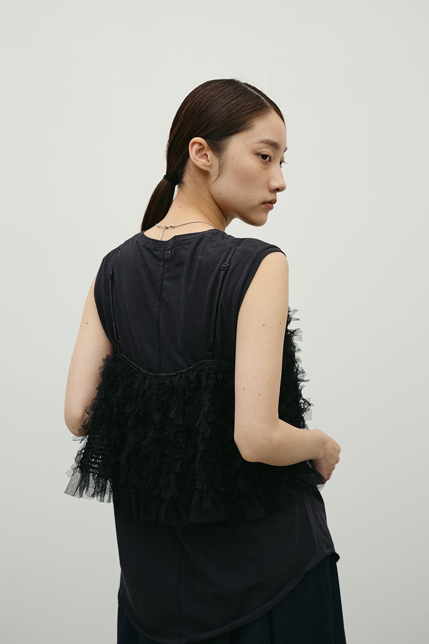 チュールフリルキャミ BLK FREE