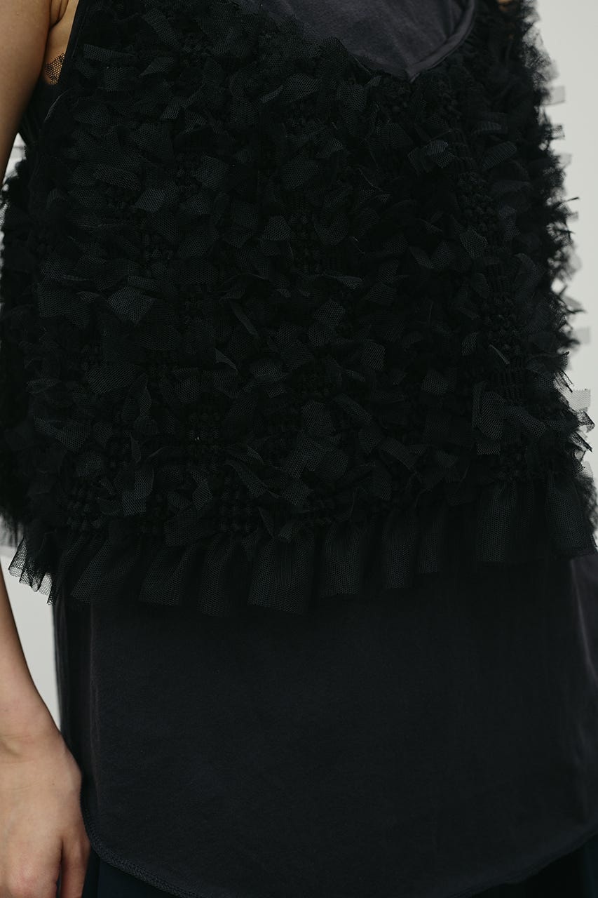 チュールフリルキャミ BLK FREE