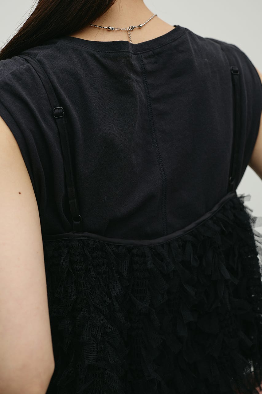チュールフリルキャミ BLK FREE