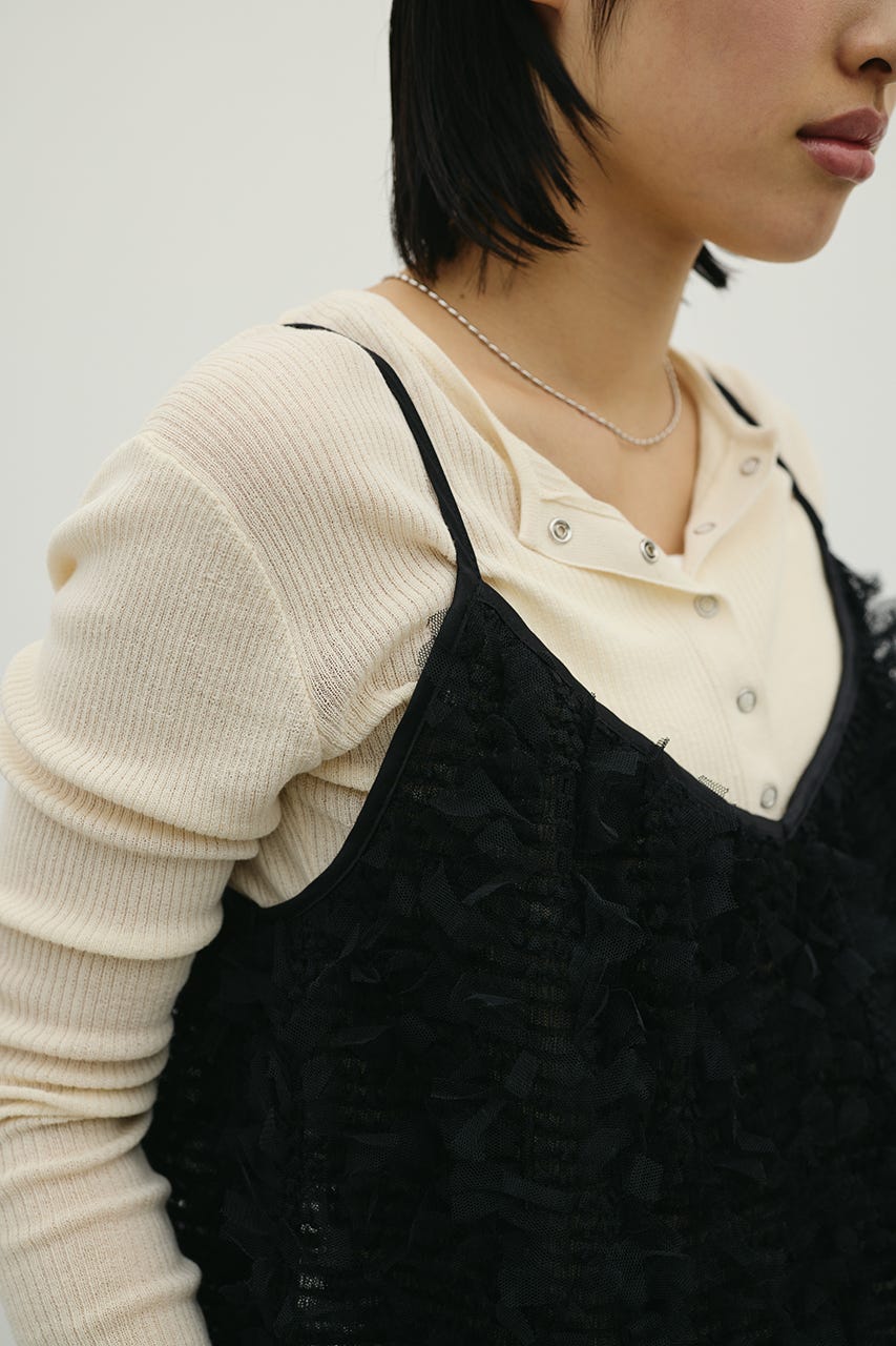 チュールフリルキャミ BLK FREE