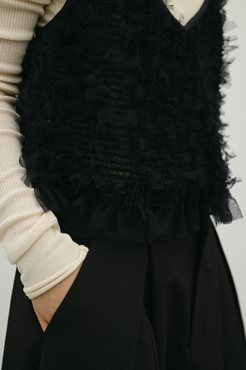 チュールフリルキャミ BLK FREE