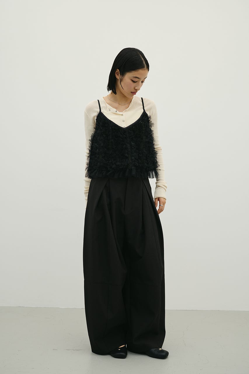 チュールフリルキャミ BLK FREE