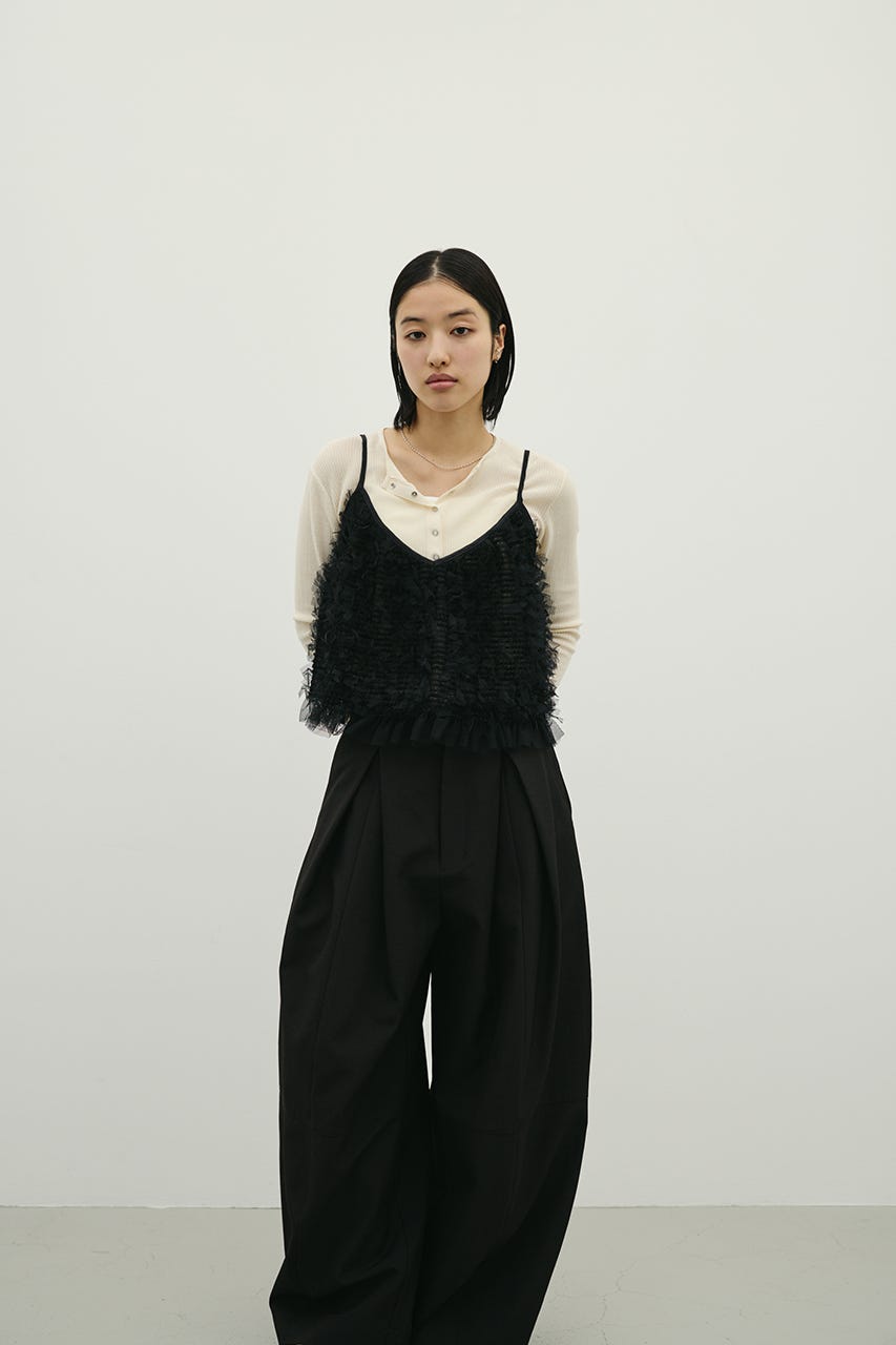 チュールフリルキャミ BLK FREE