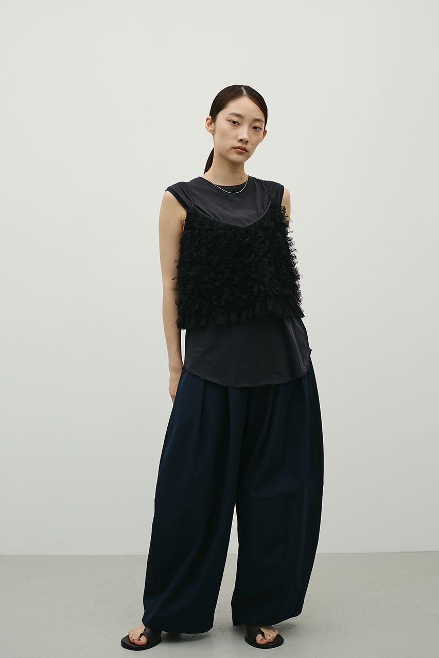 チュールフリルキャミ BLK FREE