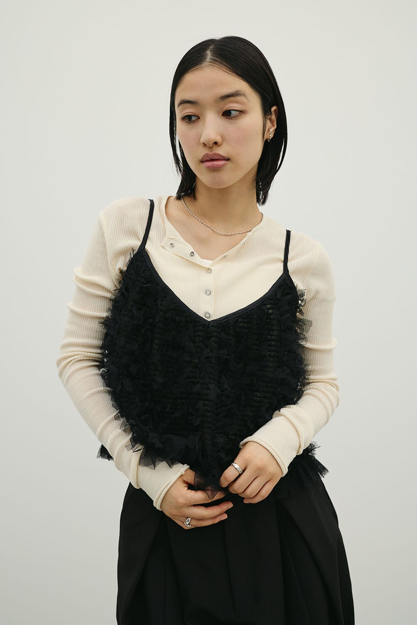 チュールフリルキャミ BLK FREE