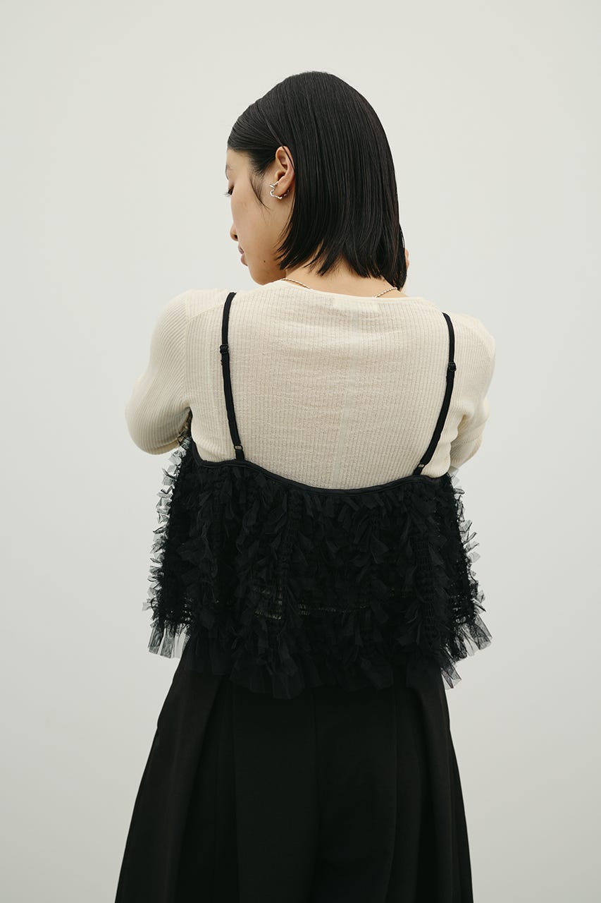 チュールフリルキャミ BLK FREE