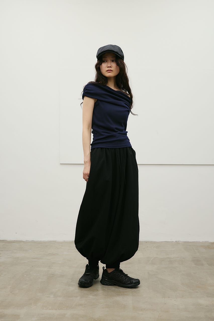 サッカーギャザーバルーンパンツ BLK M