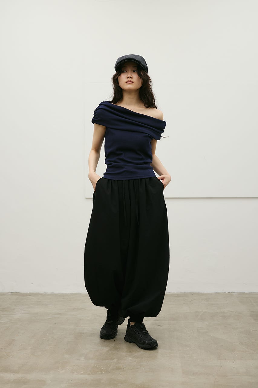 サッカーギャザーバルーンパンツ BLK M