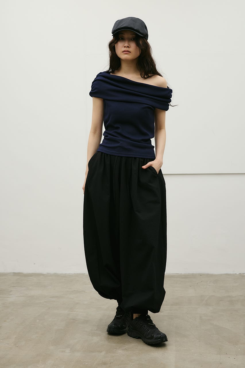 サッカーギャザーバルーンパンツ BLK M
