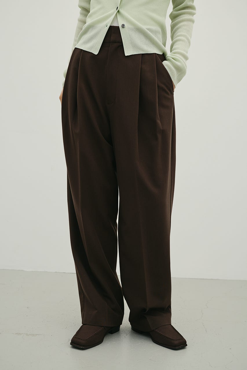 ベーシックツータックパンツ BRN S