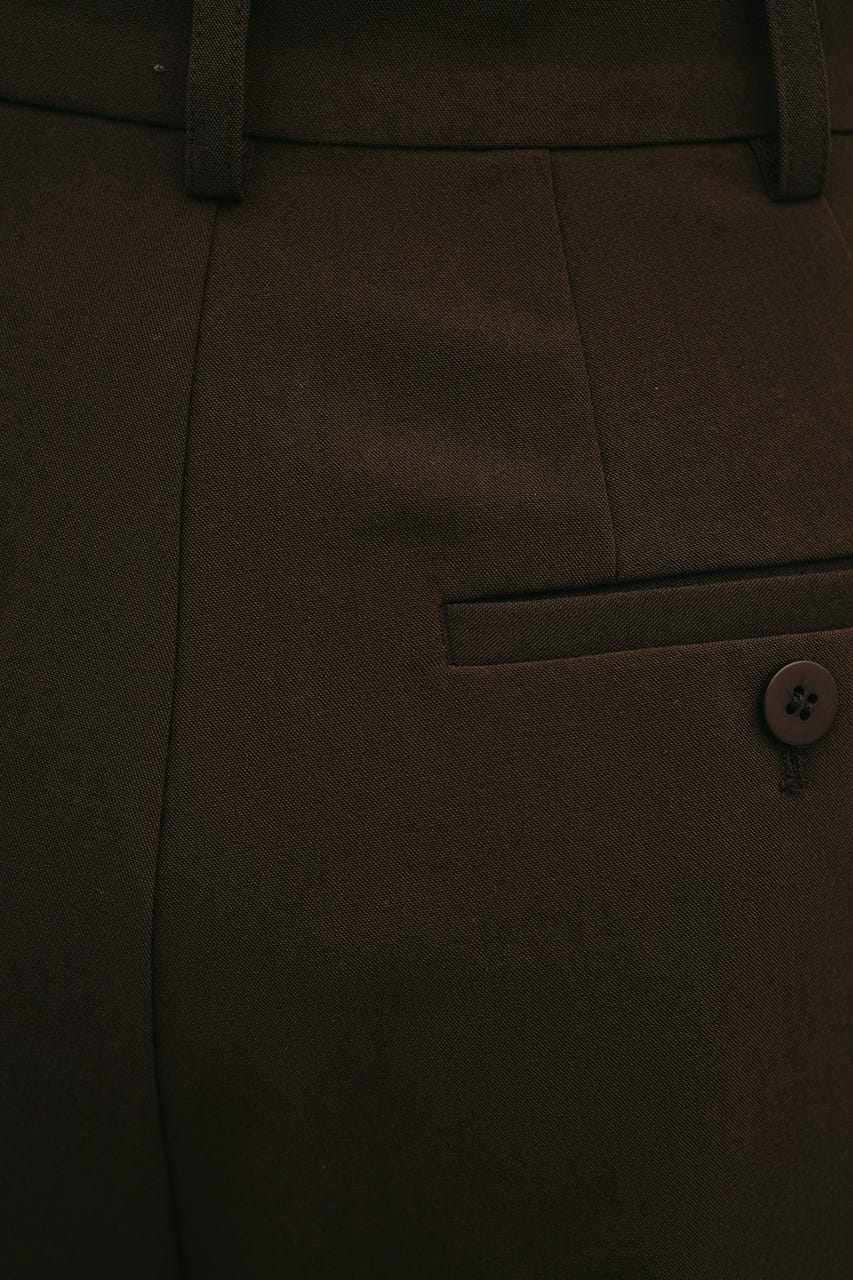 ベーシックツータックパンツ BRN S