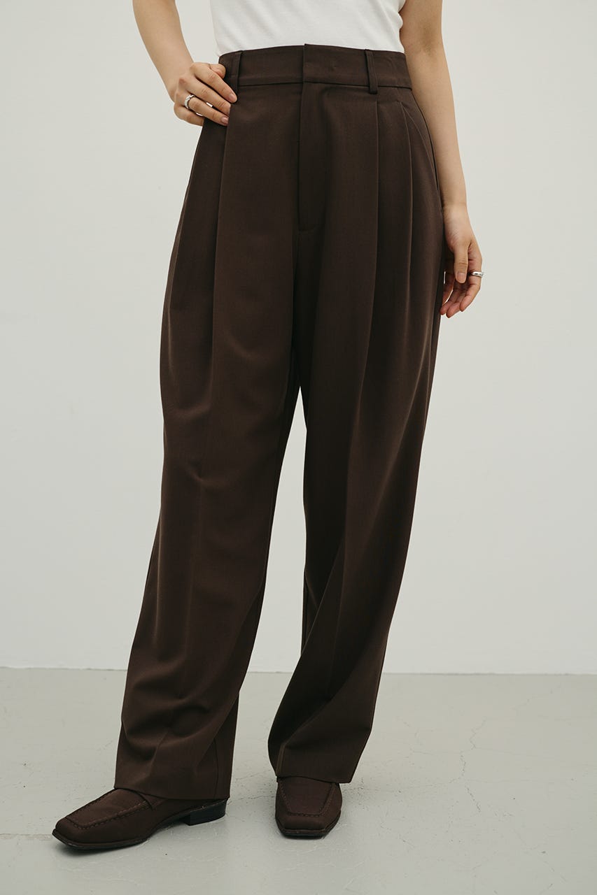 ベーシックツータックパンツ BRN S