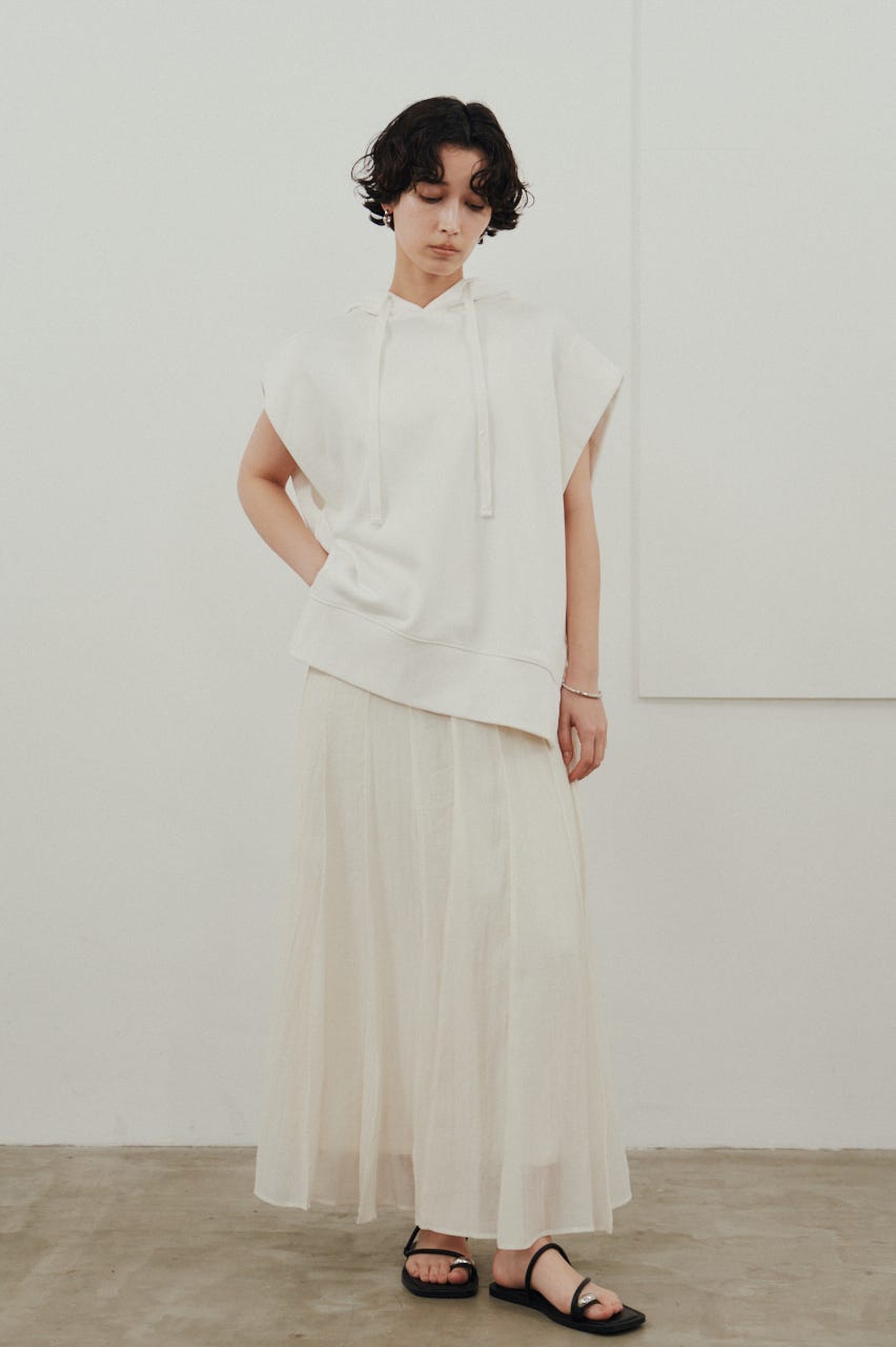 ピンタックシアースカート WHT M