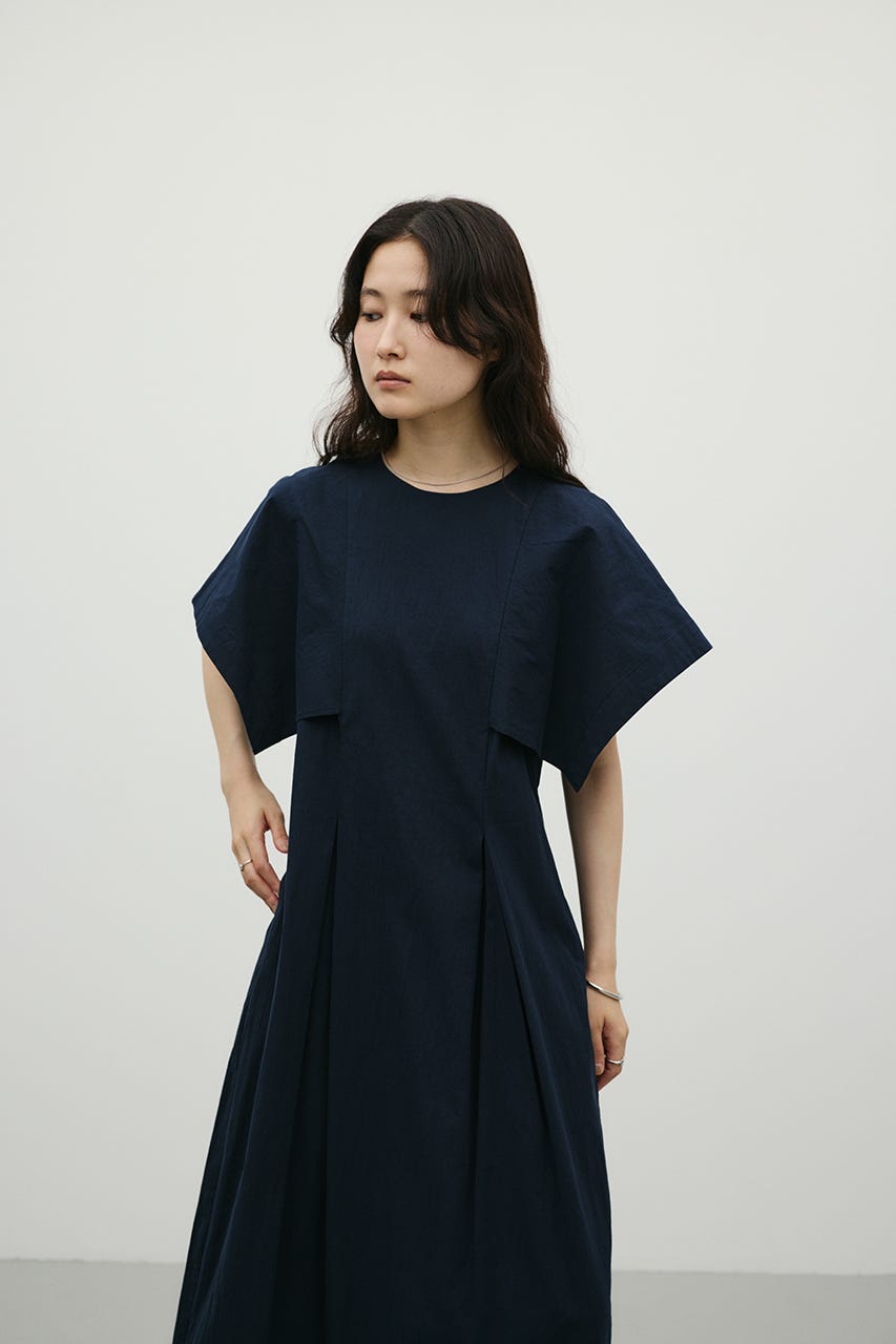 パネルショルダータックワンピース NVY M