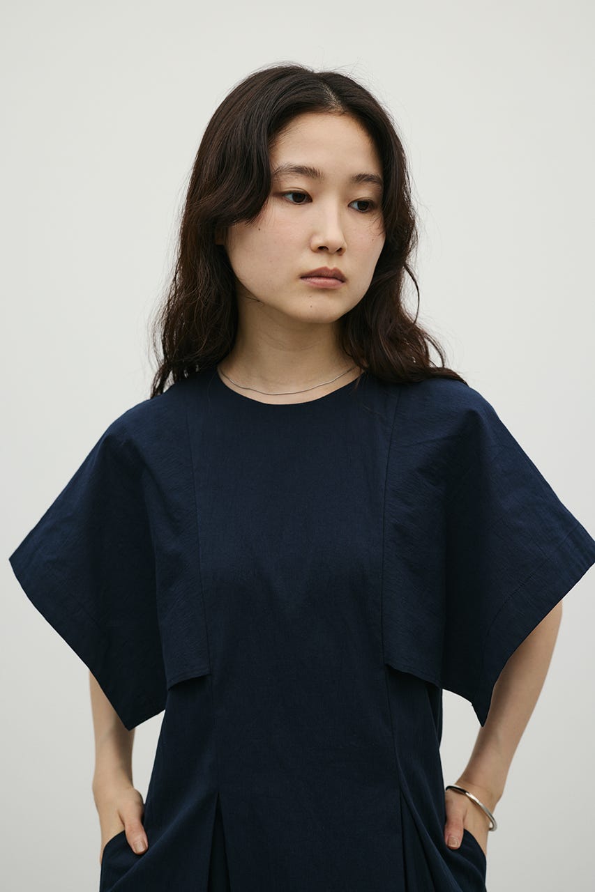 パネルショルダータックワンピース NVY M