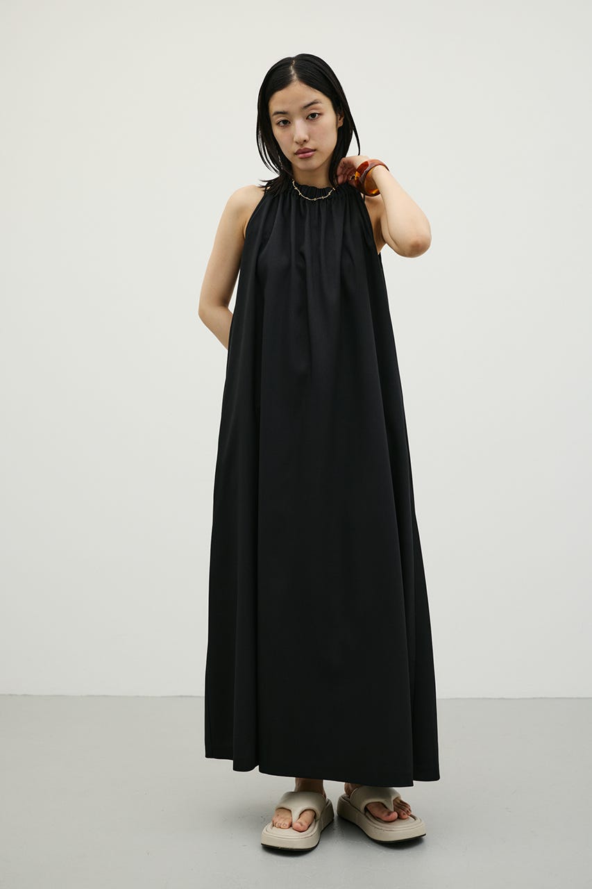 ネックシャーリングワンピース BLK S