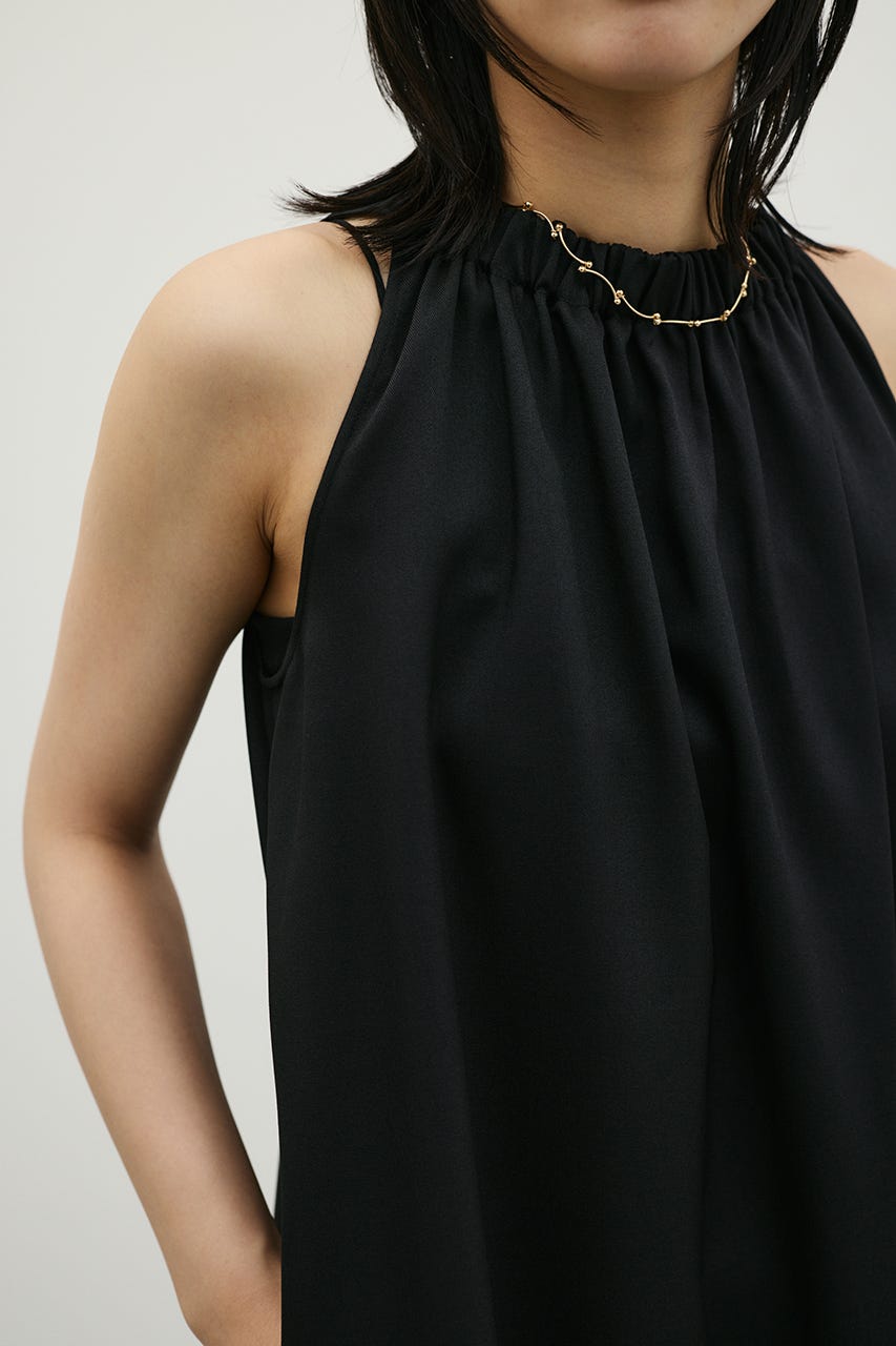 ネックシャーリングワンピース BLK S