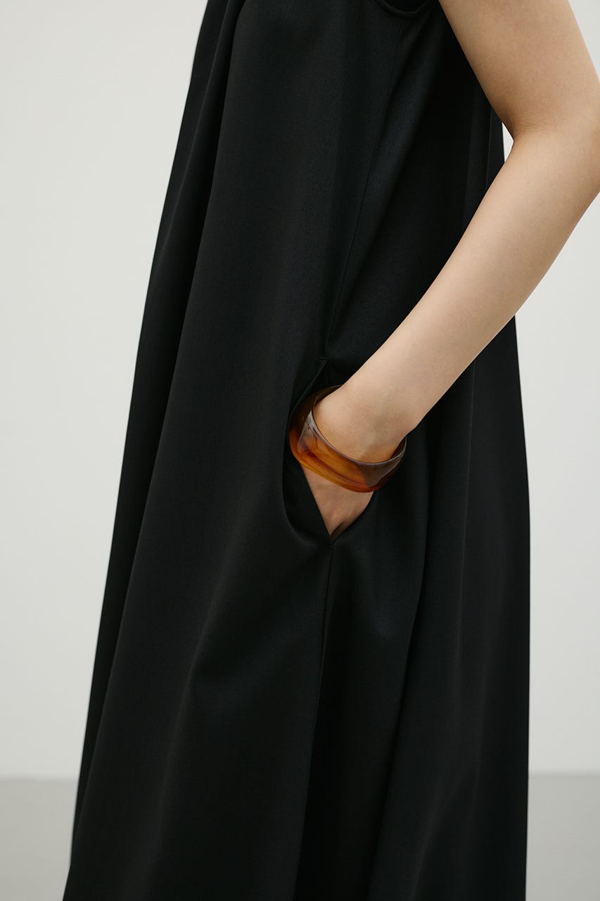 ネックシャーリングワンピース BLK S