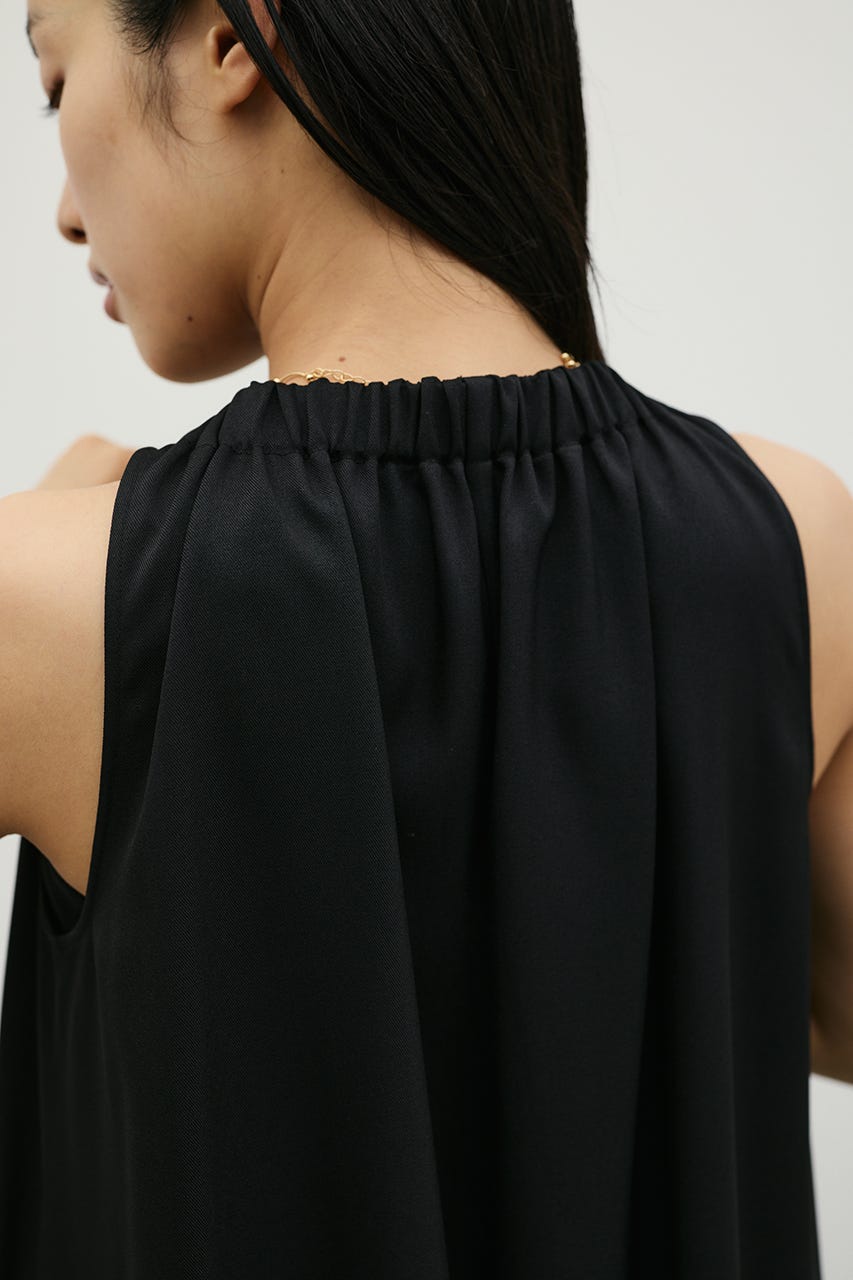 ネックシャーリングワンピース BLK S