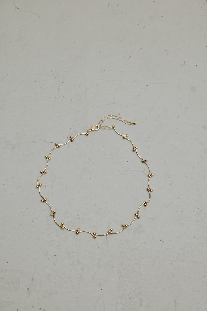 ウェーブデザインチェーンネックレス GLD FREE