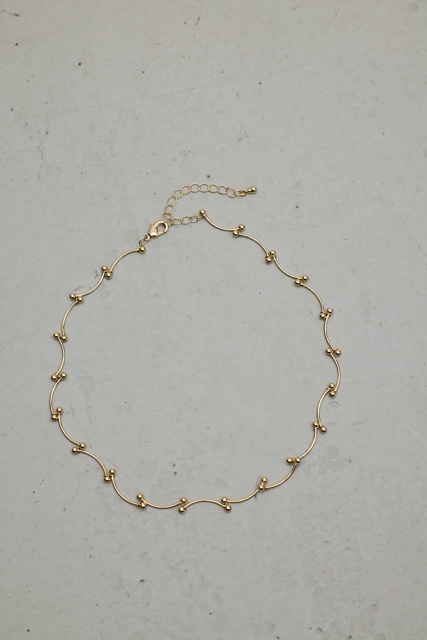 ウェーブデザインチェーンネックレス GLD FREE